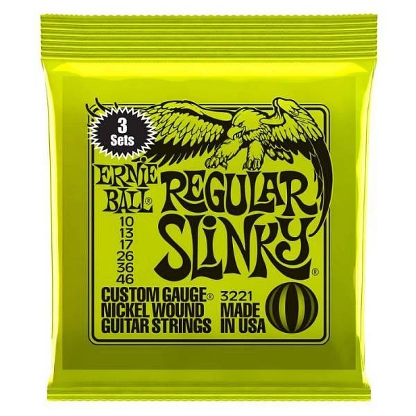 ernie ball 3221 nickel wound regular slinky 10-46 confezione da 3 mute