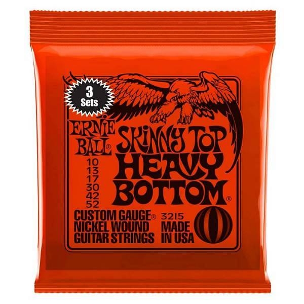 ernie ball 3215 nickel wound skinny top heavy bottom slinky 10-52 confezione da tre mute