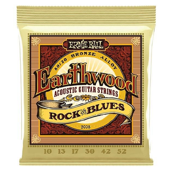 ernie ball 2008 earthwood rock & blues con sol liscio 80/20 bronze 10-52