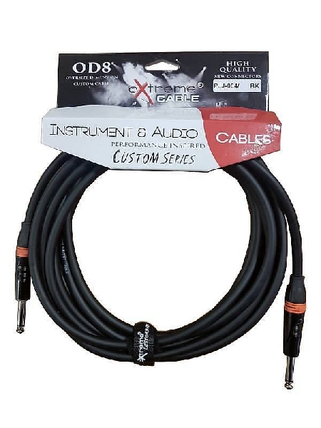extreme pjj-004/5m-bk or cavo audio jack per strumenti od8 serie custom per live & studio 5 metri anelli connettori arancioni