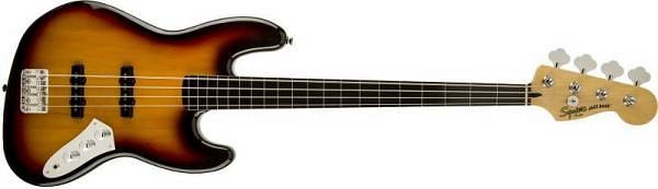 squier by fender vintage modified jazz bass fretless eb 3c sunburst