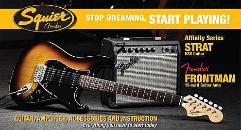 squier by fender squier affinity strat hss pack w/frontman 15g amp - bsb