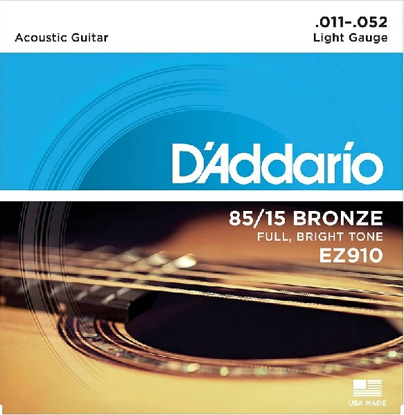 d'addario ez 910 light 11-52 set di corde per chitarra acustica