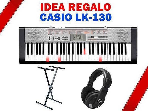 casio lk 130 idea regalo - tastiera cinque ottave tasti luminosi con supporto e cuffie