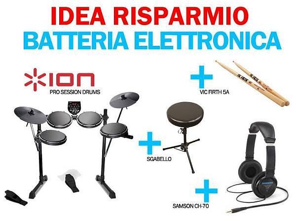ion audio pro session drums idea risparmio + sgabello + bacchette vic firth + cuffie