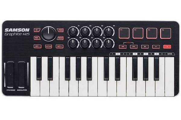 samson graphite m25 - mini midi controller usb - con aftertouch