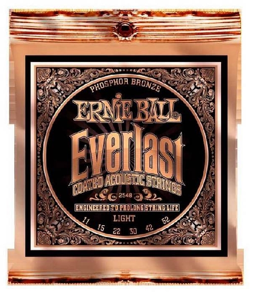 ernie ball 2548 - everlast phosphor bronze light - muta per chitarra acustica 11-52