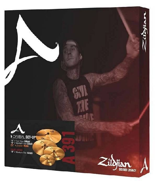 zildjian cartone 5 a a391 ride + hi-hat + 2 crash
