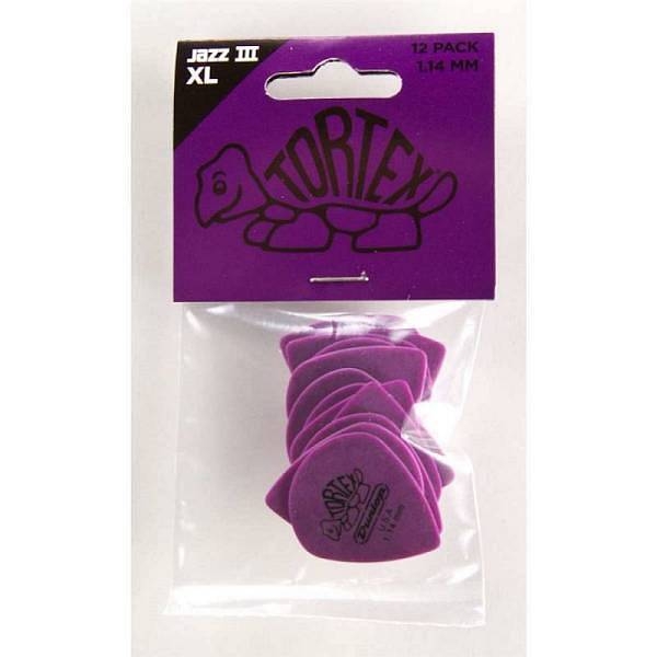 dunlop 498p1.14 tortex jazz iii xl, 1.14mm - confezione 12 plettri