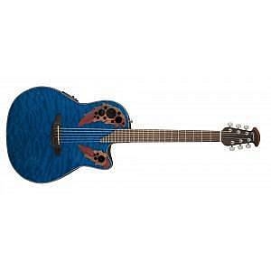 ovation ce 44 p-8tq celebrity elite plus mid cutaway blue transparent quilt