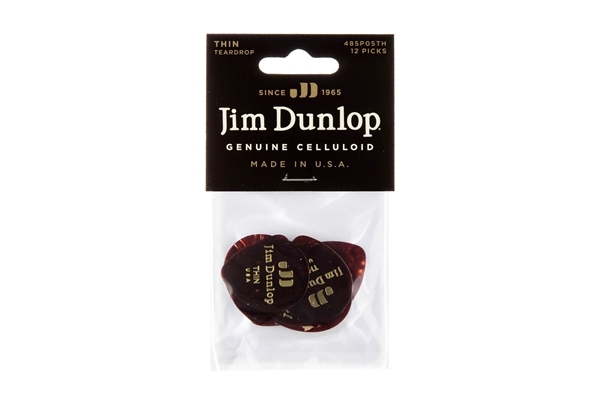 dunlop 485p-05th celluloid teardrop, shell thin player's pack/12