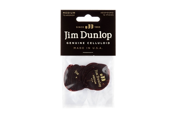 dunlop 485p-05md celluloid teardrop, shell medium player's pack/12