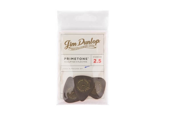 dunlop 511p2.5 primetone sculpted plectra standard 2.5 mm smooth pack/3
