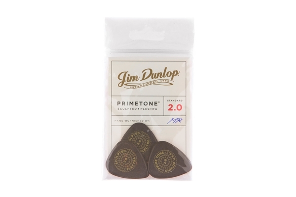 dunlop 511p2.0 primetone sculpted plectra standard 2.0 mm smooth pack/3