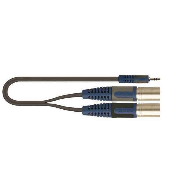 quik lok rksa/192-5 jack stereo 3,5 mm - 2 xlr maschio, 5 metri