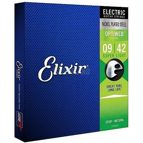 elixir strings corde 19002 optiweb 009-042 per chitarra elettrica