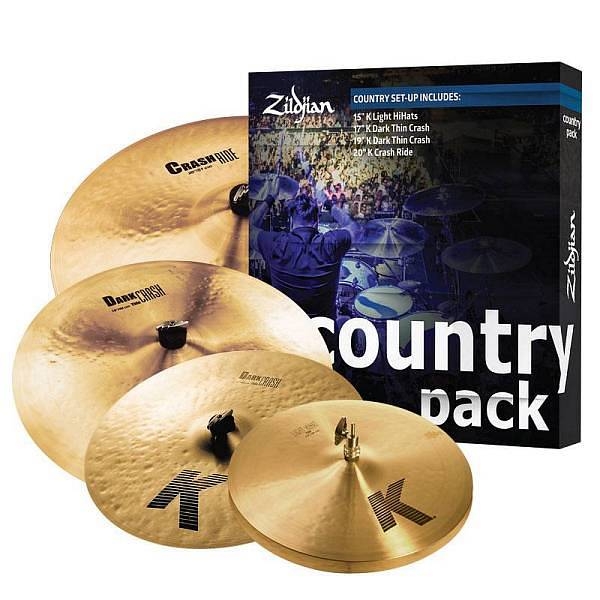 zildjian cartone 5 k country (k0801c): ride + hi-hat + 2 crash