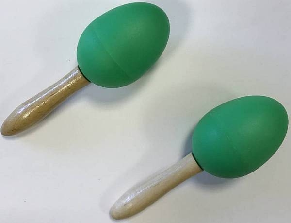 extreme dp12 coppia maracas in plastica manico in legno colore verde