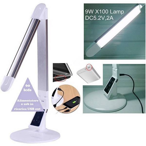 extreme touch desk lamp x100-s silver lampada rete / usb regolabile da tavolo