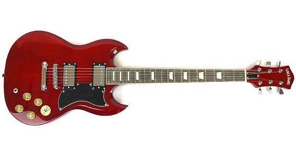 luke & daniel el-350trd - chitarra elettrica stile diavoletto - colore transparent red