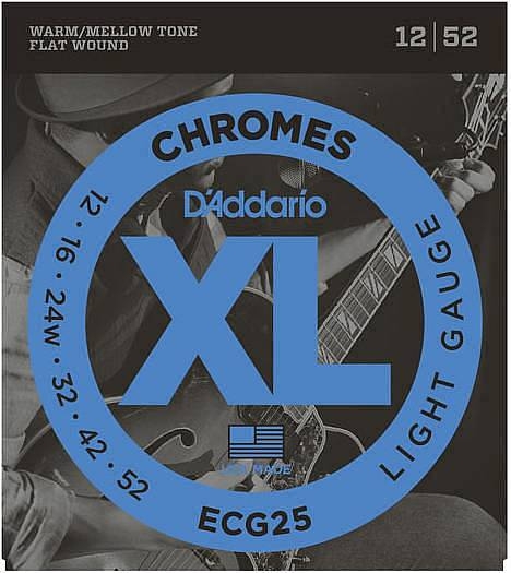d'addario ecg25 chromes flat wound - corde per chitarra jazz light, 12-52