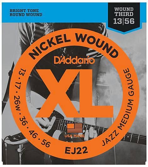 d'addario ej22 nickel wound - corde per chitarra elettrica jazz medium, 13-56