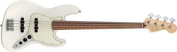 fender player jazz bass fretless pau ferro polar white