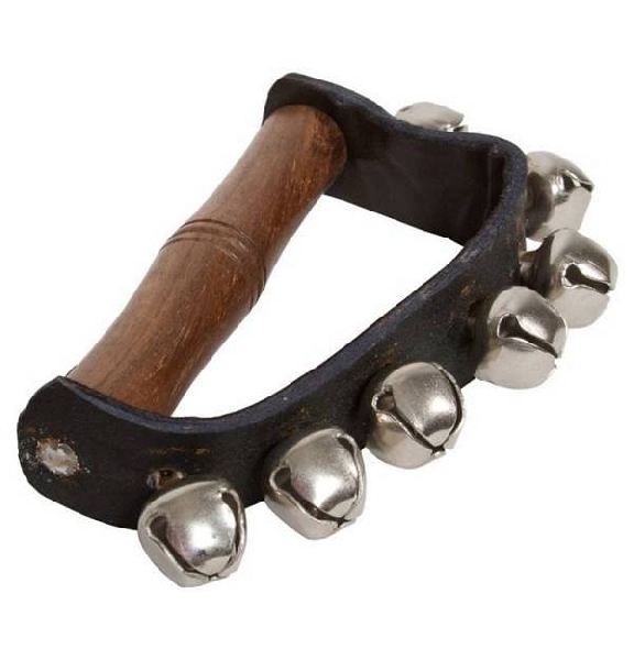 muses bell shaker con impugnatura - sleight bells 7 campanelle - 12 cm