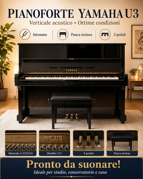 yamaha u3 pianoforte verticale professionale – ottime condizioni