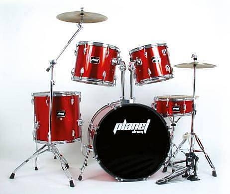 planet drum p 2000 batteria acustica completa db52 127 rosso metallizzato