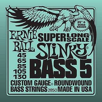 ernie ball 2850 super long scale 5 string slinky bass5 muta corde per basso a scala lunga 45 130
