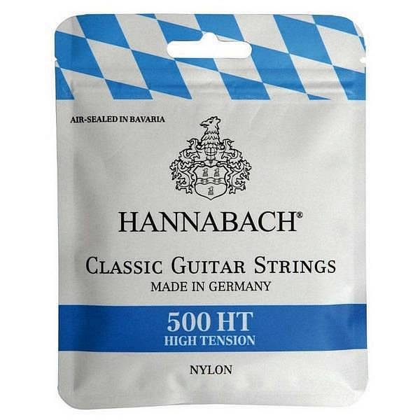 hannabach 500ht muta di corde per chitarra classica tensione alta confezione blu