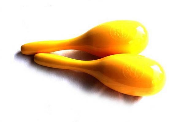 extreme ma 1 coppia maracas in plastica colore giallo