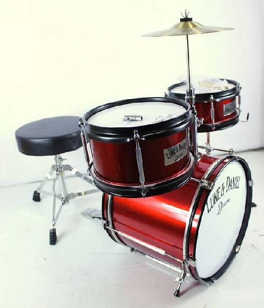 luke daniel d1000j3bred set batteria baby 3 pezzi completo con piatti e seggiolino per bambini