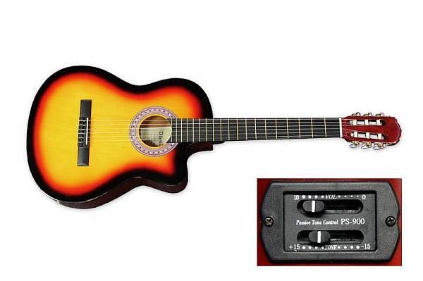 olveira chitarra classica elettrificata sunburst olcg300ctv