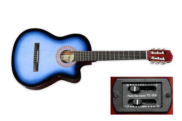 olveira chitarra classica elettrificata blue sfumato olcg300ctv