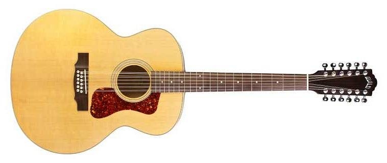 guild f2512e maple 12 blonde satin chitarra acustica jumbo 12 corde elettrificata fishman con top in abete massello
