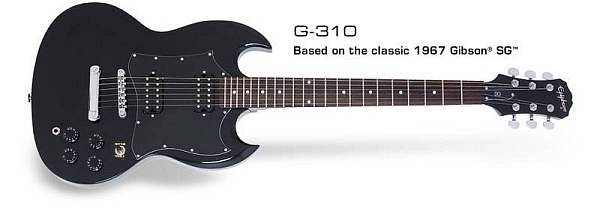 epiphone g310 eb ebony chitarra elettrica diavoletto