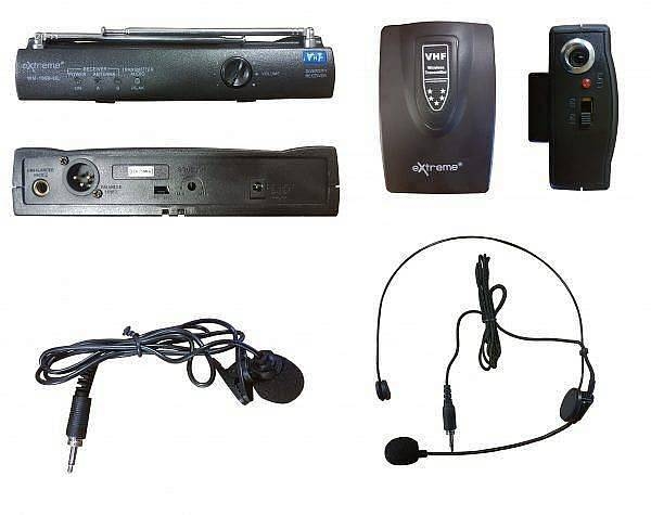 extreme wm1000 hl radiomicrofono vhf ad archetto e lavalier trasmettitore bodypack ricevitore