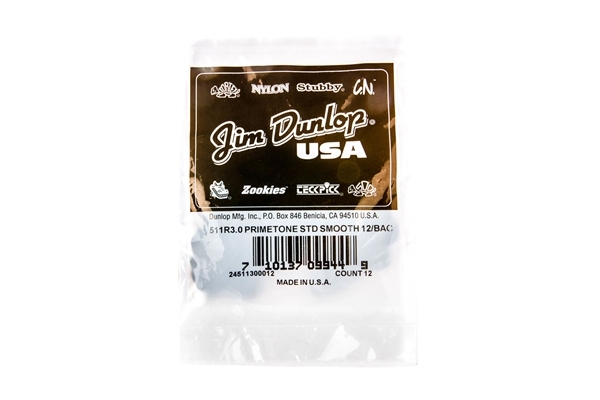 dunlop 511r30 primetone sculpted plectra standard 30 mm smooth bag12