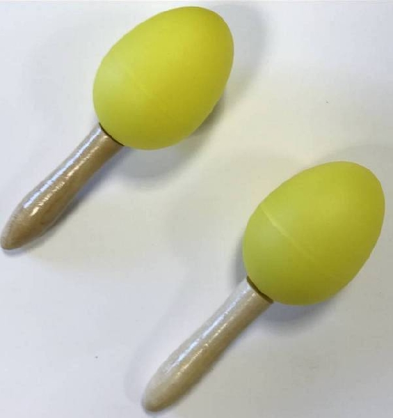 extreme dp12 coppia maracas in plastica manico in legno colore giallo