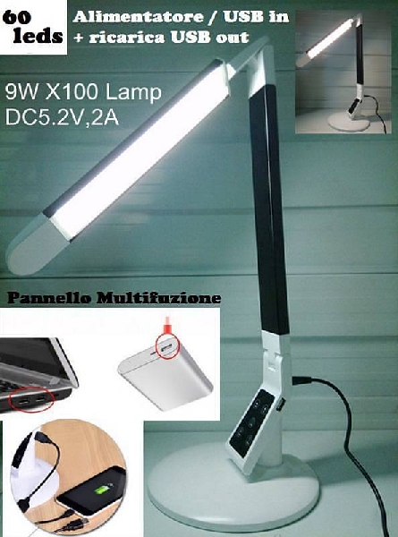 extreme touch desk lamp x100 b black lampada rete usb regolabile da tavolo