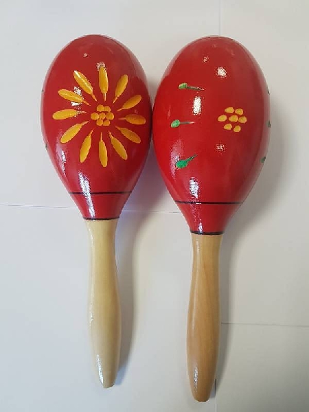extreme dp202m coppia di maracas in legno corpo unico con disegno colore rosso