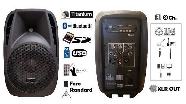extreme ppa108mp3 cassa attiva 2 vie 400 watt classe ab woofer 8 tweeter titanio 1 lettore usb sd mp3 bluetooth mixer 3 ingr