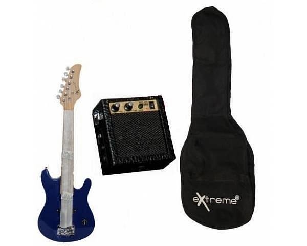 extreme eg80kit bl mini guitar pack blu amplificatore incluso