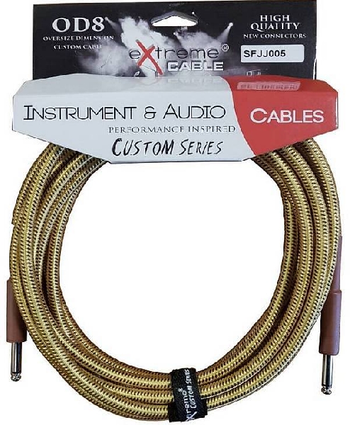 extreme sfjj0055m cavo audio jack dritto cotonato tweed od8 serie custom per strumenti live studio 5 metri