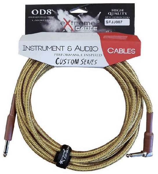 extreme sfjj0075m cavo audio jack dritto angolo cotonato tweed od8 serie custom per strumenti live studio 5 metri