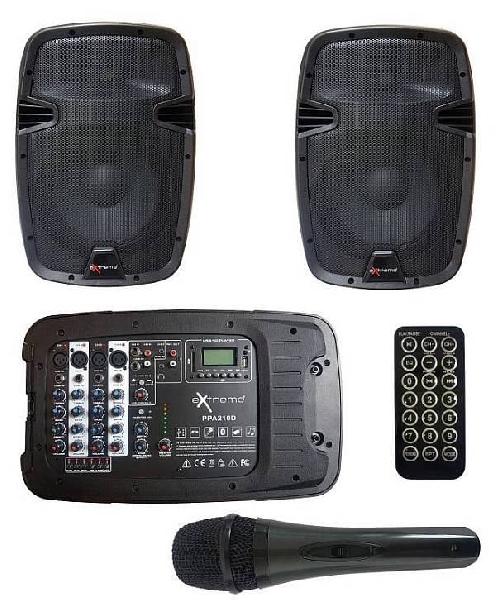 extreme ppa210d sistema amplificazione attivo da 200 watt compreso di mixer e microfono