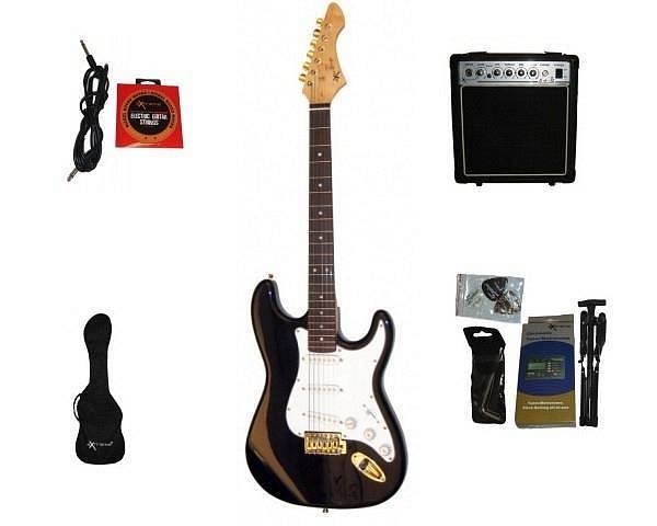 extreme eg110 kit bk guitarpack black chitarra amplificatore cavo plettri custodia cinta
