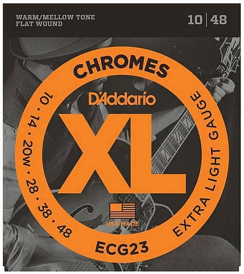 daddario ecg23 chromes flat wound corde per chitarra jazz extra light 10 48
